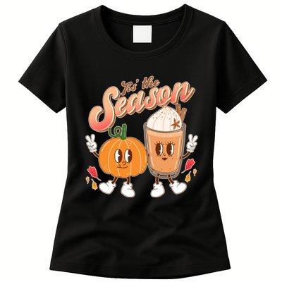 Cute Retro Fall Pumpkin Spice Tis The Season Womens T-Shirt