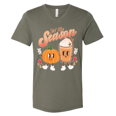 Cute Retro Fall Pumpkin Spice Tis The Season V-Neck T-Shirt