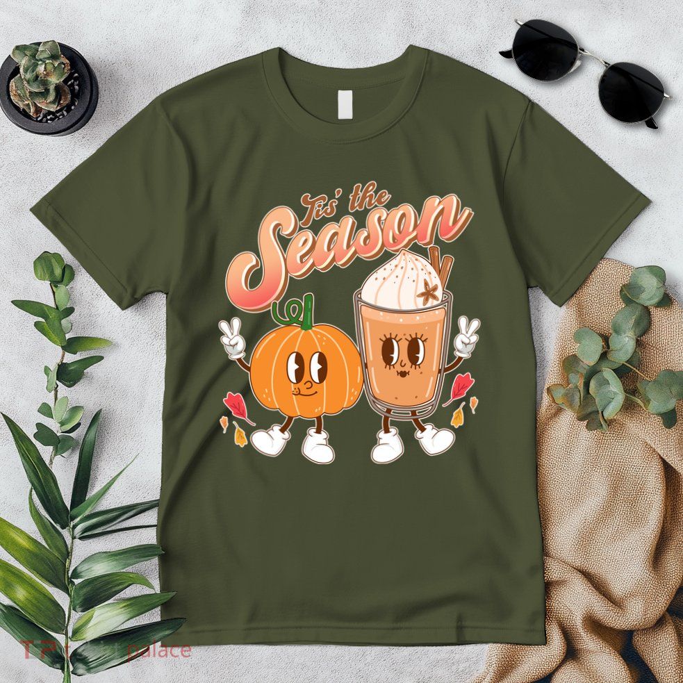 Cute Retro Fall Pumpkin Spice Tis The Season Premium T-Shirt