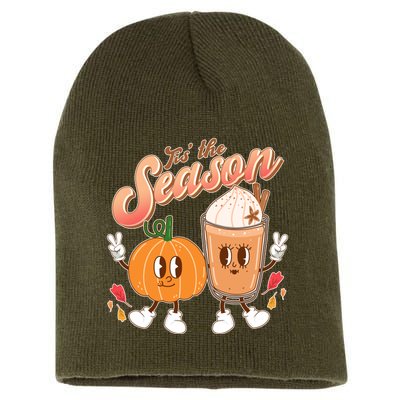 Cute Retro Fall Pumpkin Spice Tis The Season Short Acrylic Beanie