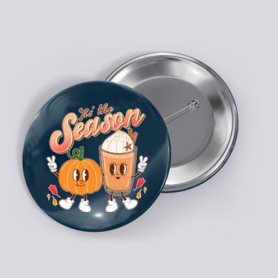 Cute Retro Fall Pumpkin Spice Tis The Season Button