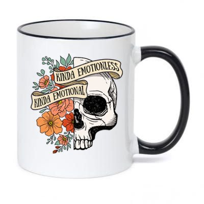 Cute Retro Fall Halloween Kinda Emotional Kinda Emotionless Gift 11oz Black Color Changing Mug