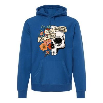 Cute Retro Fall Halloween Kinda Emotional Kinda Emotionless Gift Premium Hoodie