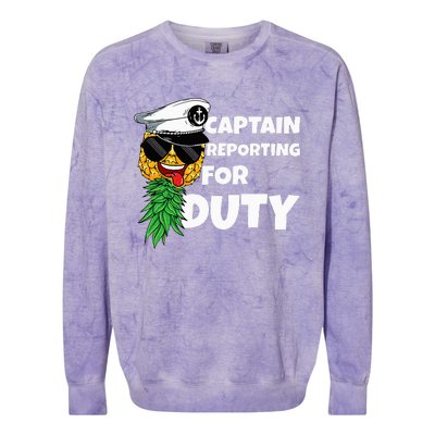 Captain Reporting For Duty Pineapple Swinger Colorblast Crewneck Sweatshirt