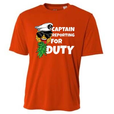 Captain Reporting For Duty Pineapple Swinger Cooling Performance Crew T-Shirt