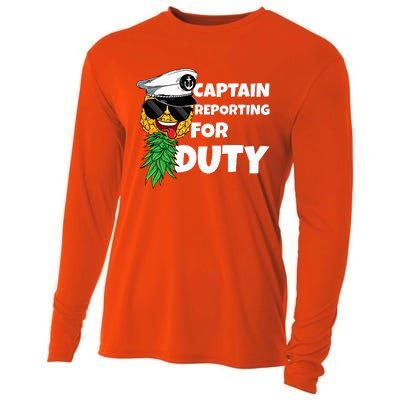 Captain Reporting For Duty Pineapple Swinger Cooling Performance Long Sleeve Crew