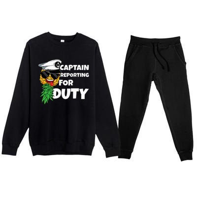 Captain Reporting For Duty Pineapple Swinger Premium Crewneck Sweatsuit Set