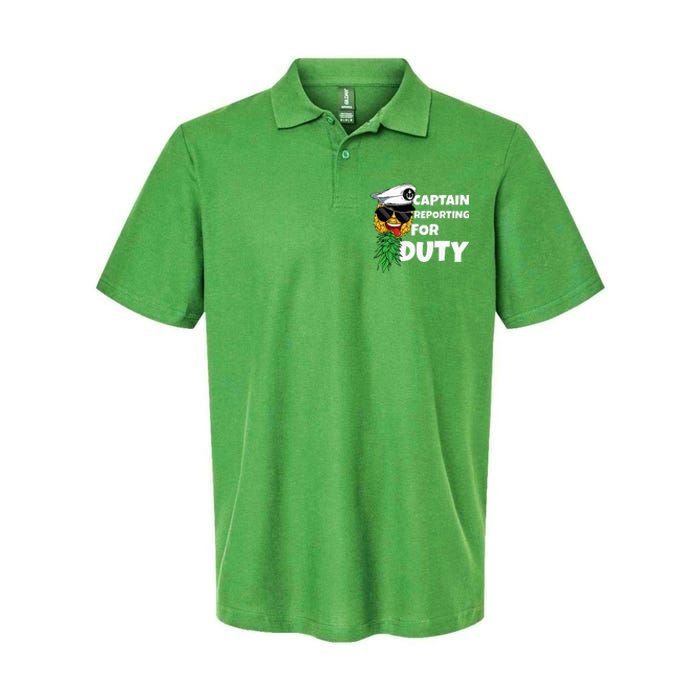 Captain Reporting For Duty Pineapple Swinger Softstyle Adult Sport Polo