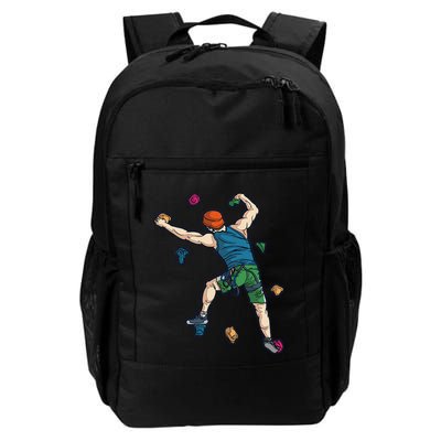 Climber Reaching For Holds Illustrated Rock Climbing Scene Backpack