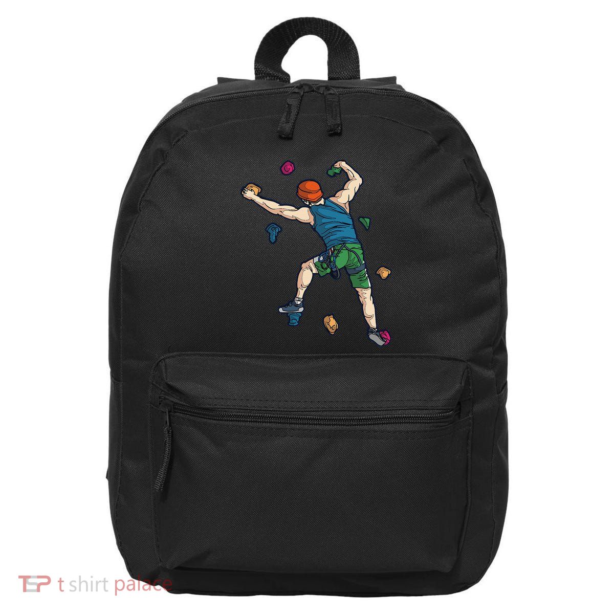Climber Reaching For Holds Illustrated Rock Climbing Scene 16 in Basic Backpack