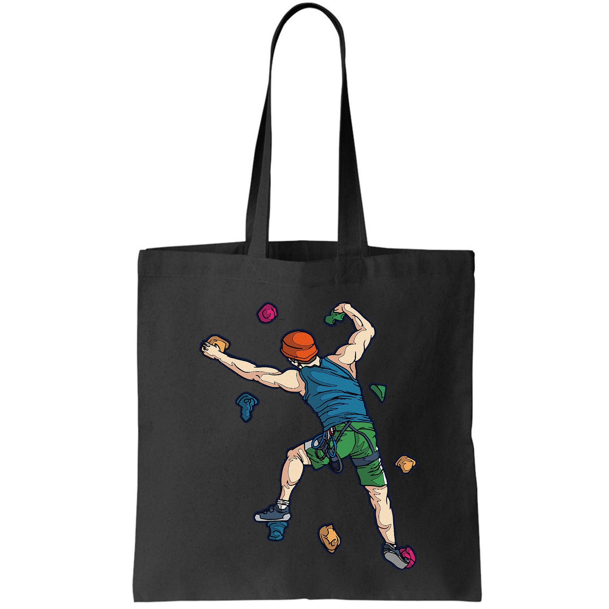 Climber Reaching For Holds Illustrated Rock Climbing Scene Bag
