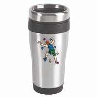 Climber Reaching For Holds Illustrated Rock Climbing Scene 16oz Travel Tumbler