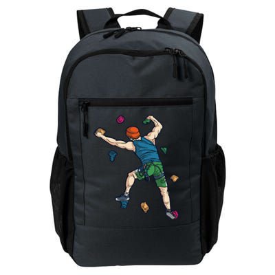 Climber Reaching For Holds Illustrated Rock Climbing Scene Daily Commute Backpack