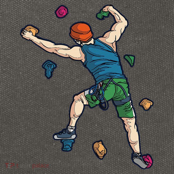 Climber Reaching For Holds Illustrated Rock Climbing Scene Cotton Canvas Backpack
