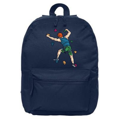 Climber Reaching For Holds Illustrated Rock Climbing Scene 16 in Basic Backpack