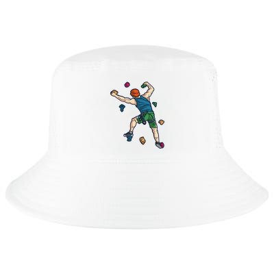 Climber Reaching For Holds Illustrated Rock Climbing Scene Cool Comfort Performance Bucket Hat