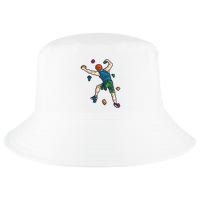 Climber Reaching For Holds Illustrated Rock Climbing Scene Cool Comfort Performance Bucket Hat