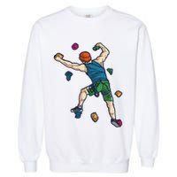 Climber Reaching For Holds Illustrated Rock Climbing Scene Garment-Dyed Sweatshirt