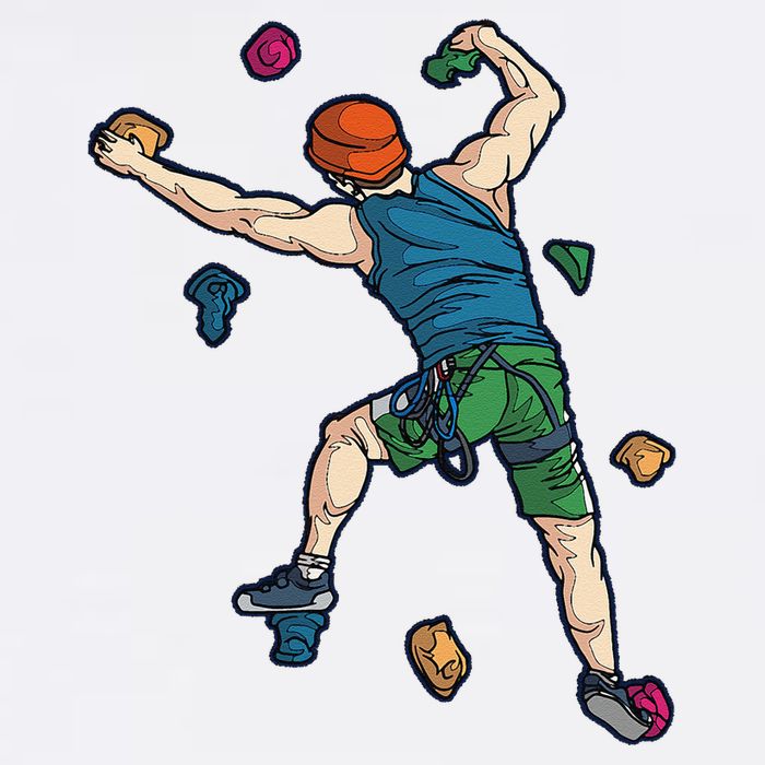Climber Reaching For Holds Illustrated Rock Climbing Scene Garment-Dyed Sweatshirt
