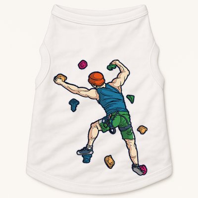 Climber Reaching For Holds Illustrated Rock Climbing Scene Doggie Tank