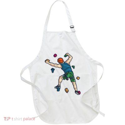 Climber Reaching For Holds Illustrated Rock Climbing Scene Apron