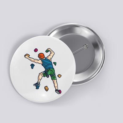 Climber Reaching For Holds Illustrated Rock Climbing Scene Button