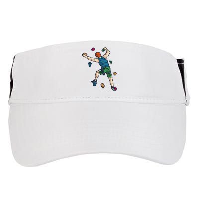 Climber Reaching For Holds Illustrated Rock Climbing Scene Adult Drive Performance Visor