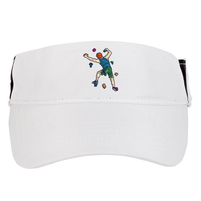 Climber Reaching For Holds Illustrated Rock Climbing Scene Adult Drive Performance Visor