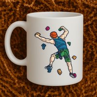 Climber Reaching For Holds Illustrated Rock Climbing Scene Mug