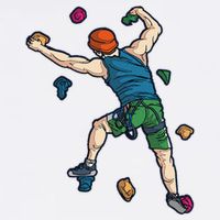 Climber Reaching For Holds Illustrated Rock Climbing Scene Flat Bill Trucker Hat