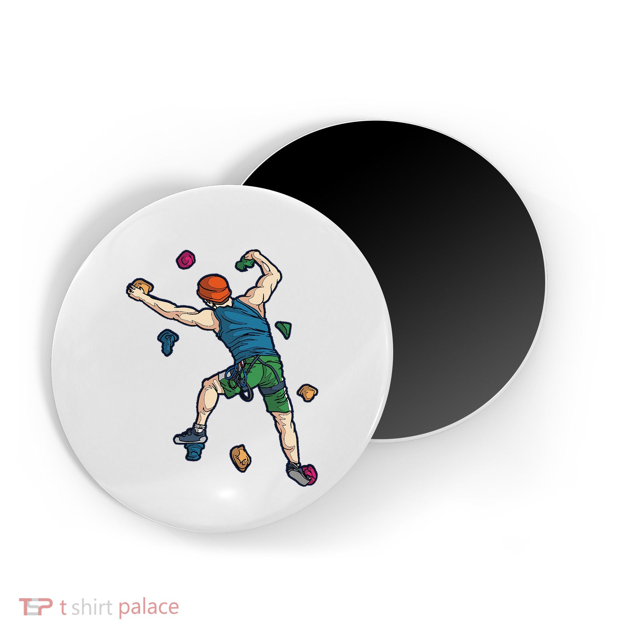 Climber Reaching For Holds Illustrated Rock Climbing Scene Magnet