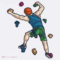 Climber Reaching For Holds Illustrated Rock Climbing Scene Magnet