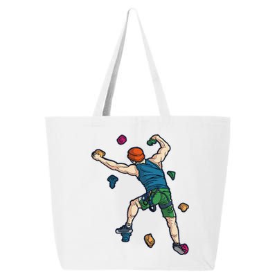 Climber Reaching For Holds Illustrated Rock Climbing Scene 25L Jumbo Tote