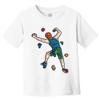 Climber Reaching For Holds Illustrated Rock Climbing Scene Toddler T-Shirt