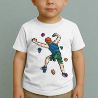 Climber Reaching For Holds Illustrated Rock Climbing Scene Toddler T-Shirt