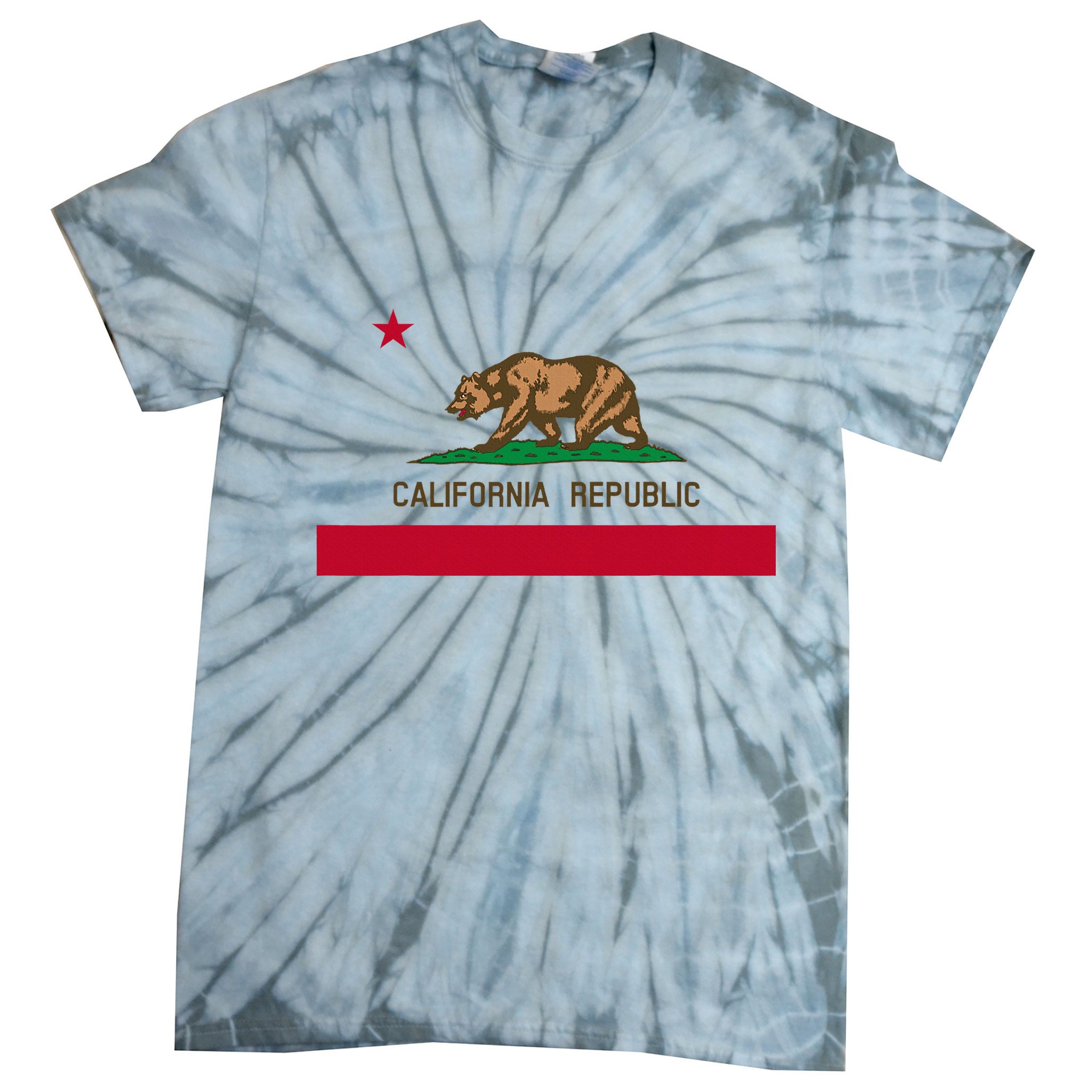 California Republic Flag Patriotic State Travel Usa Tie-Dye T-Shirt