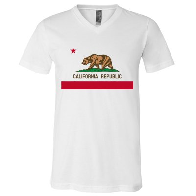 California Republic Flag Patriotic State Travel Usa V-Neck T-Shirt