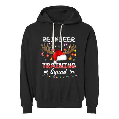 Christmas Running Funny Reindeer Training Squad Team Family Funny Gift Garment-Dyed Fleece Hoodie