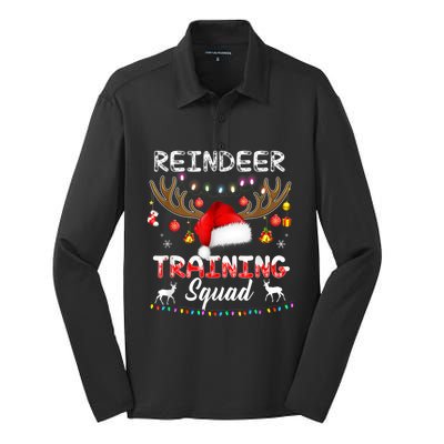 Christmas Running Funny Reindeer Training Squad Team Family Funny Gift Silk Touch Performance Long Sleeve Polo