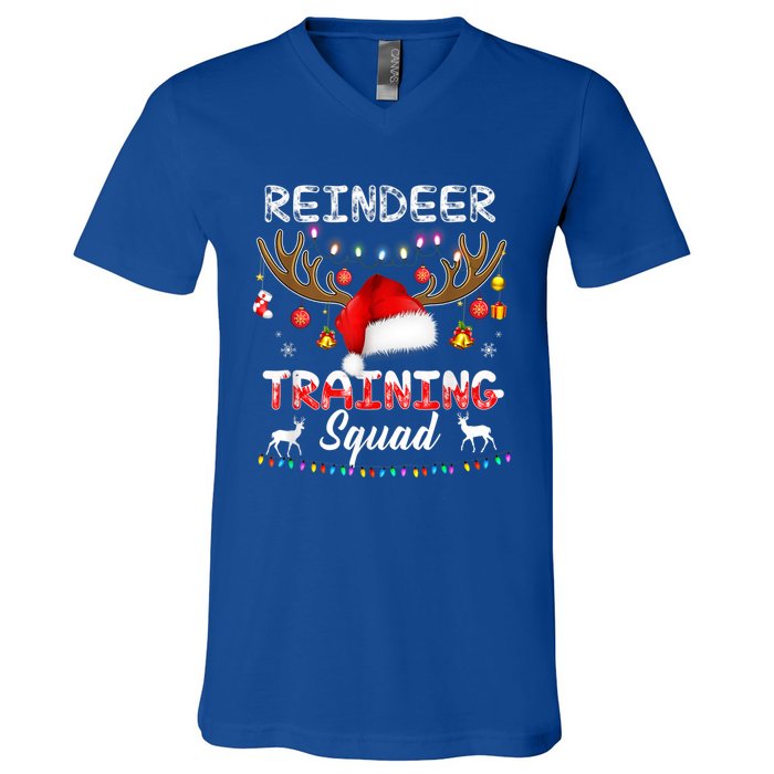 Christmas Running Funny Reindeer Training Squad Team Family Funny Gift V-Neck T-Shirt