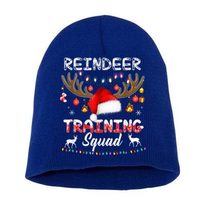 Christmas Running Funny Reindeer Training Squad Team Family Funny Gift Short Acrylic Beanie