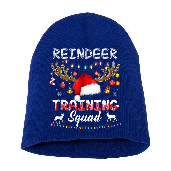 Christmas Running Funny Reindeer Training Squad Team Family Funny Gift Short Acrylic Beanie