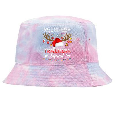 Christmas Running Funny Reindeer Training Squad Team Family Funny Gift Tie-Dyed Bucket Hat