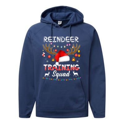 Christmas Running Funny Reindeer Training Squad Team Family Funny Gift Performance Fleece Hoodie