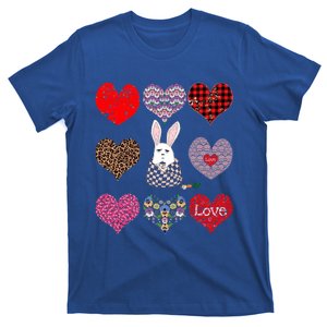 Cute Rabbit Funny Coffee Lover Hearts Pattern Valentines Day Gift T-Shirt