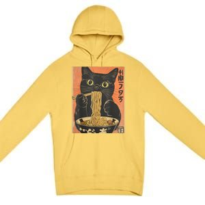 Cat Ramen Funny Graphic Tees Japanese Kawaii Cat Anime Premium Pullover Hoodie