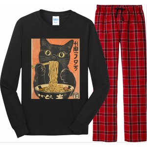 Cat Ramen Funny Graphic Tees Japanese Kawaii Cat Anime Long Sleeve Pajama Set