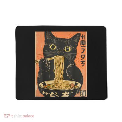 Cat Ramen Funny Graphic Tees Japanese Kawaii Cat Anime Mousepad