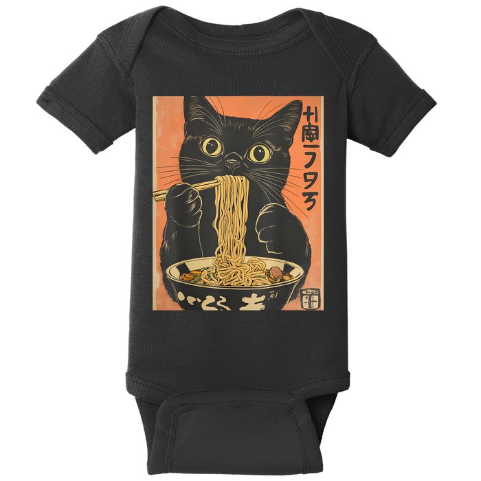 Cat Ramen Funny Graphic Tees Japanese Kawaii Cat Anime Baby Bodysuit