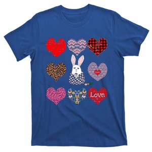 Cute Rabbit Funny Coffee Lover Hearts Pattern Valentines Day Gift T-Shirt